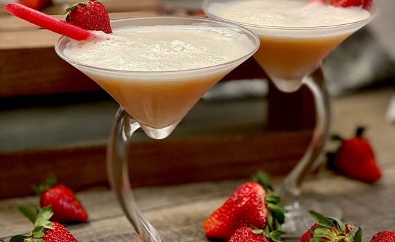 Strawberry Rhubarb Whiskey Sour