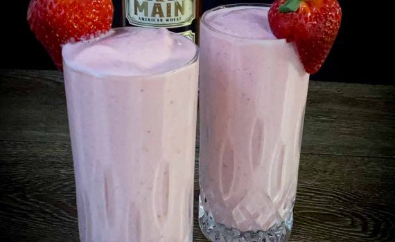 Strawberry banana bourbon smoothie